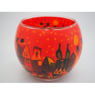 Candlemania - Hv Glowing Globe Candle Holder Red Town