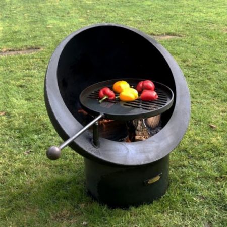 Firepits UK - Tilted Sphere With Swing Arm Bbq Rack