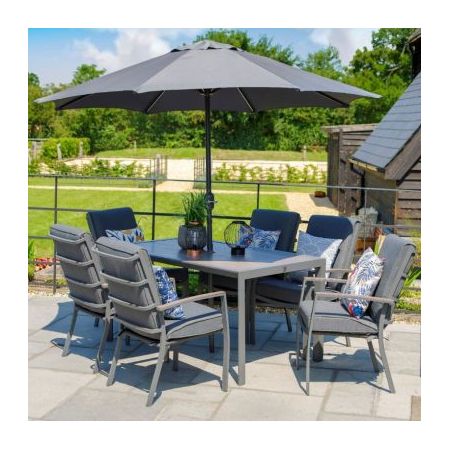 MILANO 6 SEAT SET HIGHBACK ARMCHAIRS 3.0M PARASOL