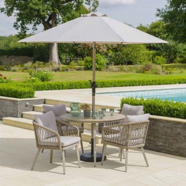 SARASOTA 4 SEAT ROUND DINING SET 2.7M PARASOL